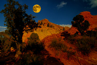 Moonrise and Sunset Over Garden of the Gods