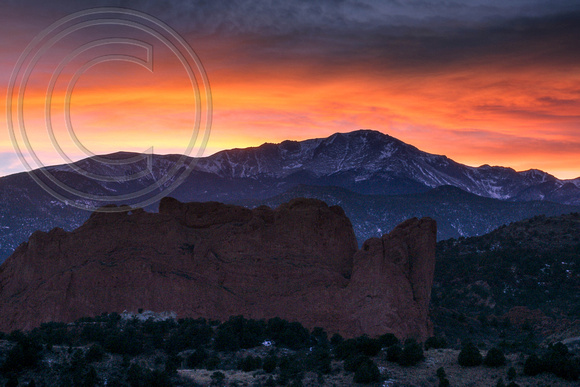 Winter Sunset over Pikes Peak - The Red Hour