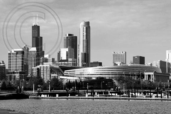Lakeside Chicago and Soldier Field, Black and White